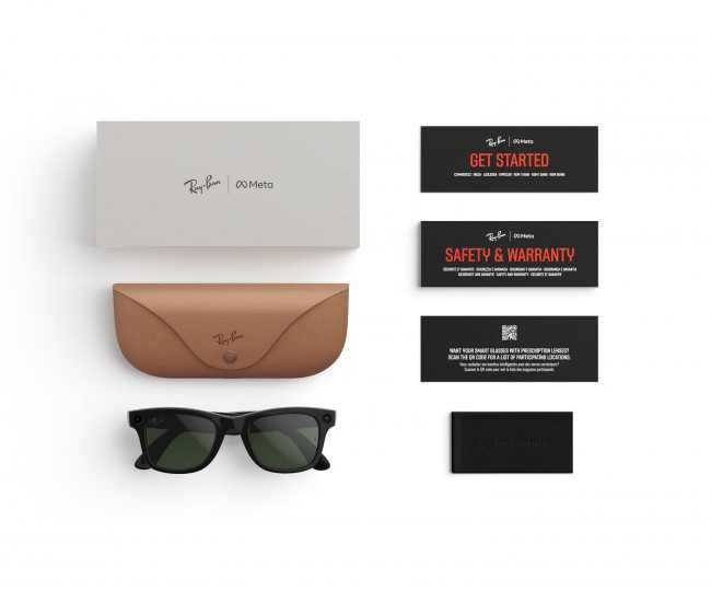 Смарт-очки Ray-Ban Meta Wayfarer (Gen 2) Shiny Black, Lens color : Clear to Graphite Green